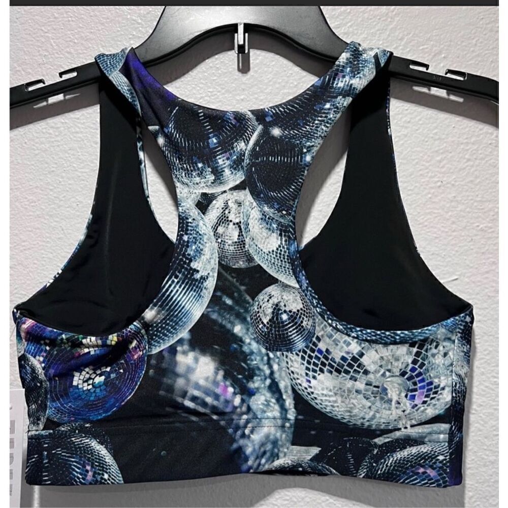 Terez Disco Ball Sports Bra NWT size Medium All Over Print Racerback - Picture 2 of 5